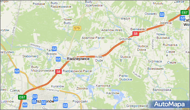 mapa Krze Duże, Krze Duże na mapie Targeo