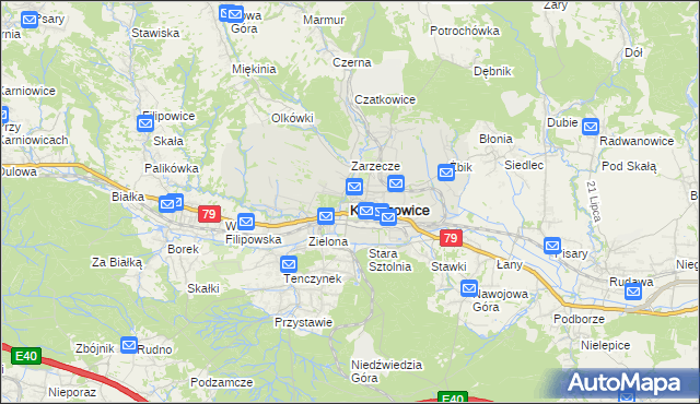 mapa Krzeszowice, Krzeszowice na mapie Targeo