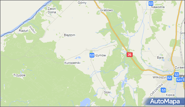 mapa Krzymów gmina Chojna, Krzymów gmina Chojna na mapie Targeo
