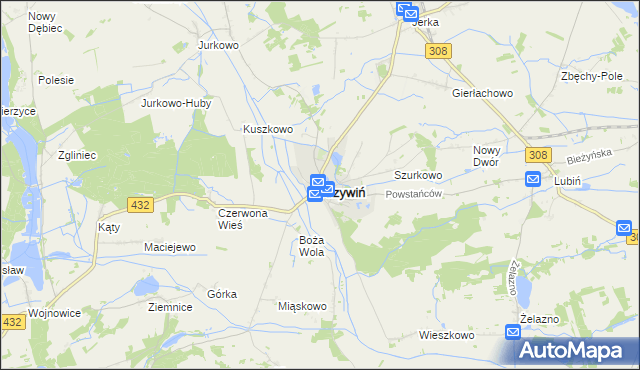 mapa Krzywiń, Krzywiń na mapie Targeo