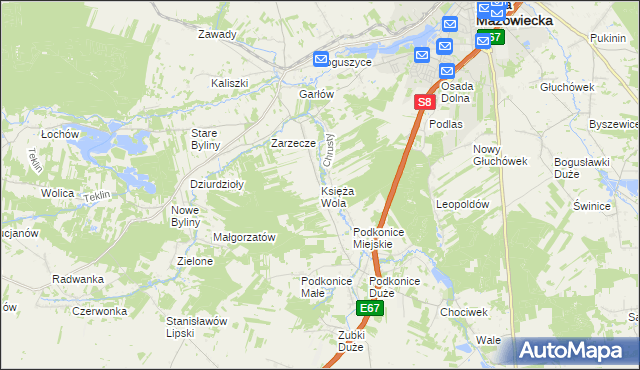 mapa Księża Wola, Księża Wola na mapie Targeo