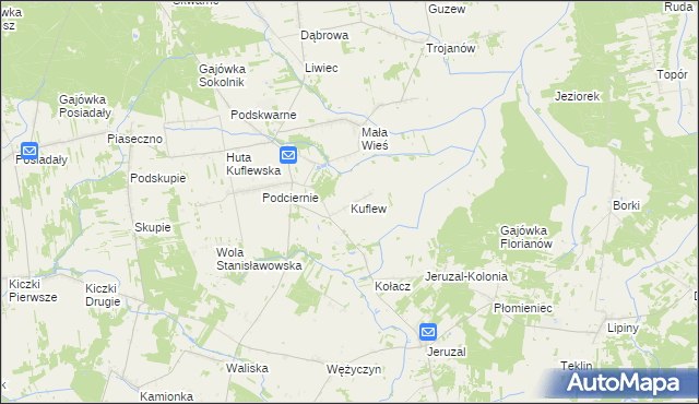 mapa Kuflew, Kuflew na mapie Targeo