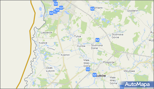 mapa Kunów gmina Zgorzelec, Kunów gmina Zgorzelec na mapie Targeo