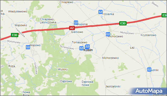 mapa Kuślin, Kuślin na mapie Targeo
