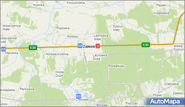 mapa Lachówka Duża, Lachówka Duża na mapie Targeo