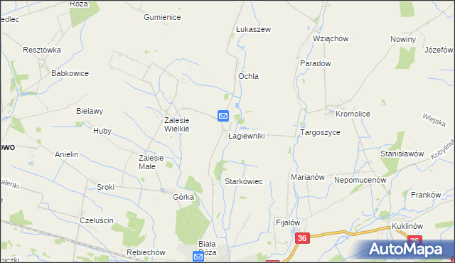 mapa Łagiewniki gmina Kobylin, Łagiewniki gmina Kobylin na mapie Targeo