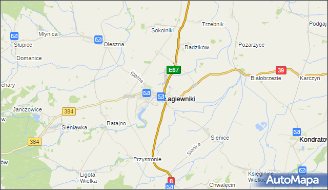 mapa Łagiewniki powiat dzierżoniowski, Łagiewniki powiat dzierżoniowski na mapie Targeo