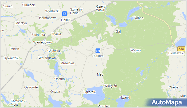 mapa Łąkorz, Łąkorz na mapie Targeo