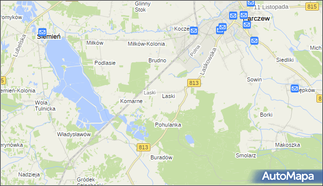 mapa Laski gmina Parczew, Laski gmina Parczew na mapie Targeo