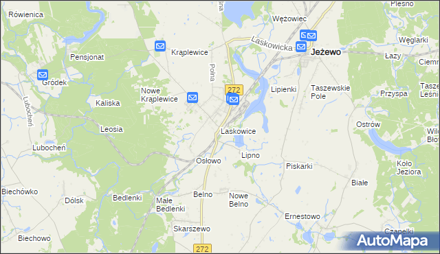 mapa Laskowice gmina Jeżewo, Laskowice gmina Jeżewo na mapie Targeo