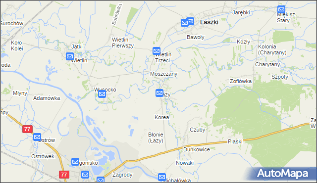 mapa Łazy gmina Radymno, Łazy gmina Radymno na mapie Targeo