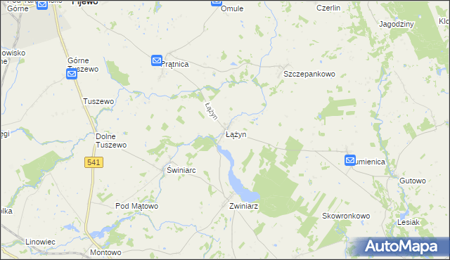 mapa Łążyn gmina Lubawa, Łążyn gmina Lubawa na mapie Targeo