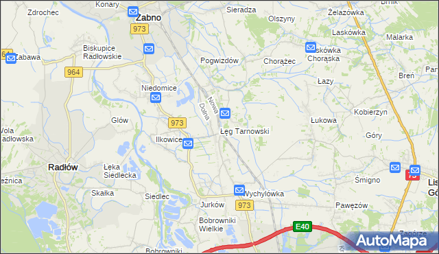 mapa Łęg Tarnowski, Łęg Tarnowski na mapie Targeo