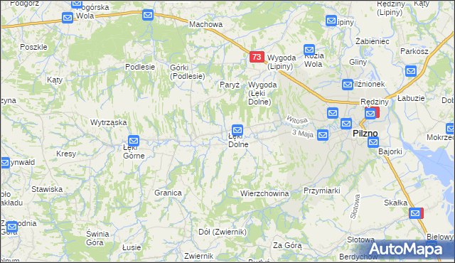 mapa Łęki Dolne, Łęki Dolne na mapie Targeo