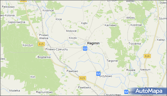 mapa Lekowo gmina Regimin, Lekowo gmina Regimin na mapie Targeo