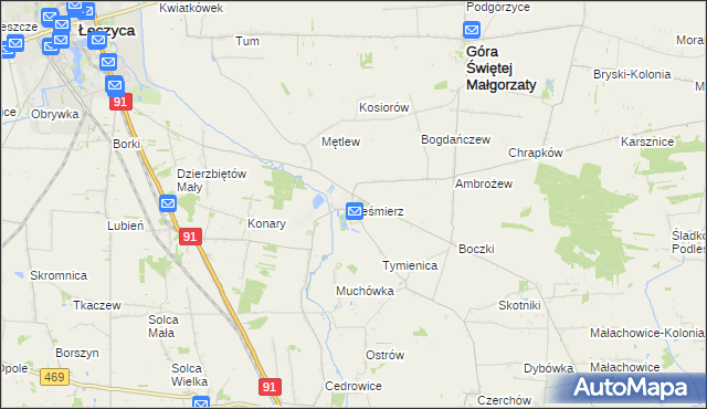 mapa Leśmierz, Leśmierz na mapie Targeo