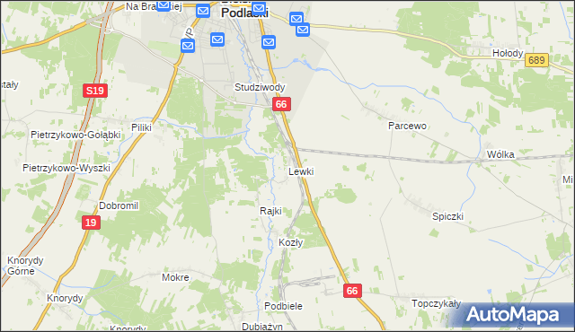 mapa Lewki gmina Bielsk Podlaski, Lewki gmina Bielsk Podlaski na mapie Targeo