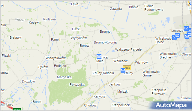 mapa Leźnica Mała, Leźnica Mała na mapie Targeo