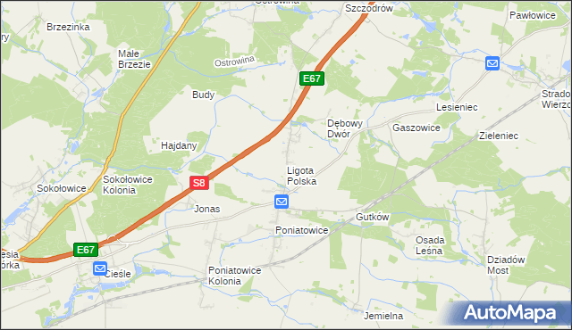 mapa Ligota Polska, Ligota Polska na mapie Targeo