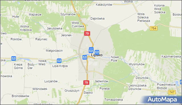 mapa Lipsko, Lipsko na mapie Targeo