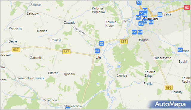 mapa Liw, Liw na mapie Targeo