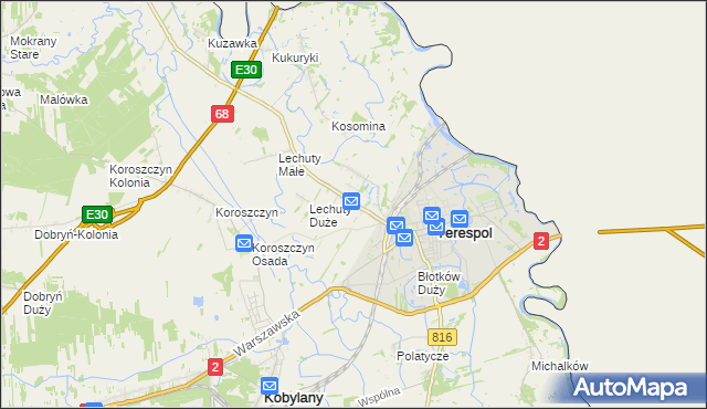 mapa Łobaczew Duży, Łobaczew Duży na mapie Targeo