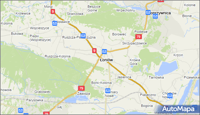 mapa Łoniów, Łoniów na mapie Targeo