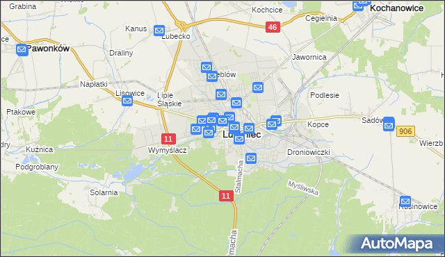 mapa Lubliniec, Lubliniec na mapie Targeo