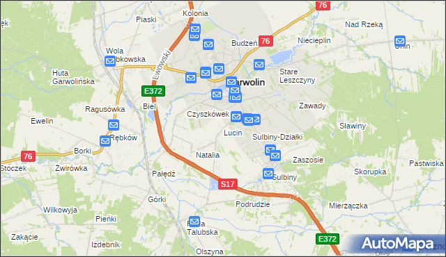 mapa Lucin gmina Garwolin, Lucin gmina Garwolin na mapie Targeo