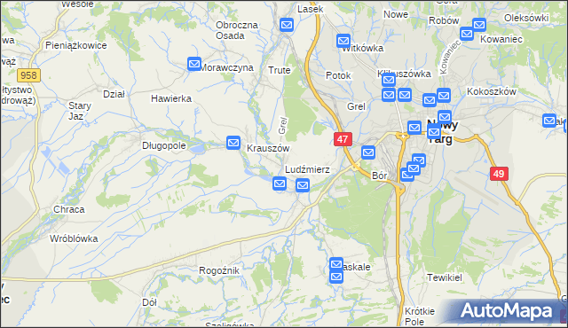 mapa Ludźmierz, Ludźmierz na mapie Targeo