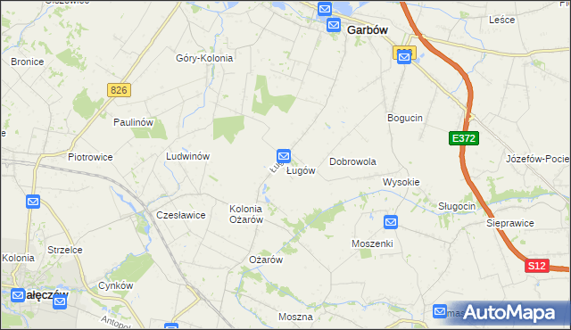 mapa Ługów gmina Jastków, Ługów gmina Jastków na mapie Targeo