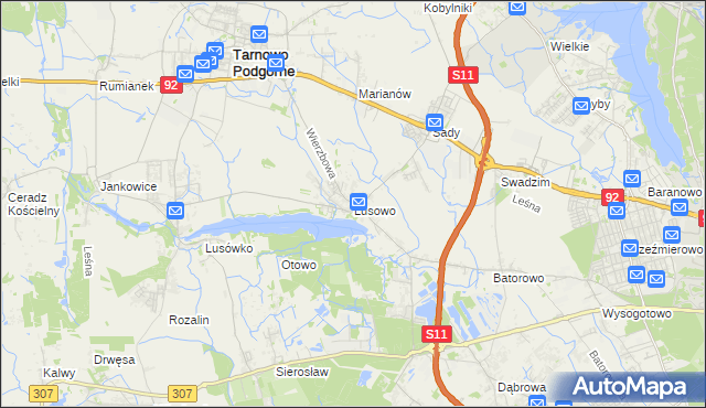 mapa Lusowo, Lusowo na mapie Targeo
