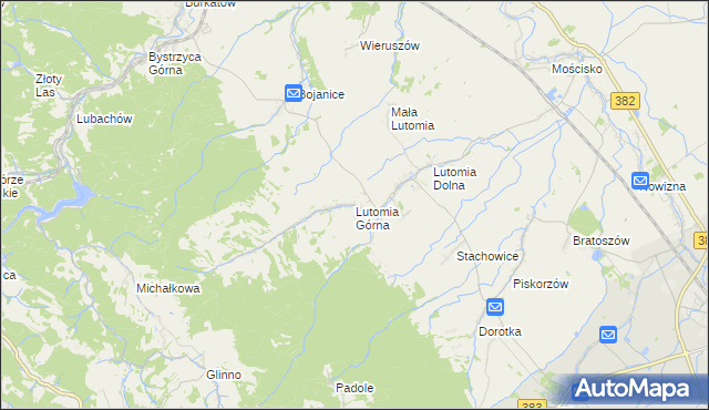 mapa Lutomia Górna, Lutomia Górna na mapie Targeo