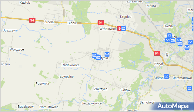 mapa Lutynia gmina Miękinia, Lutynia gmina Miękinia na mapie Targeo