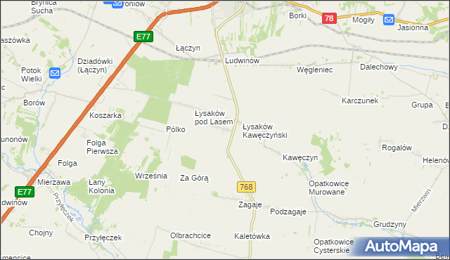 mapa Łysaków Drugi, Łysaków Drugi na mapie Targeo