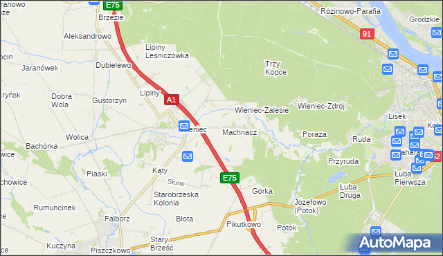 mapa Machnacz gmina Brześć Kujawski, Machnacz gmina Brześć Kujawski na mapie Targeo