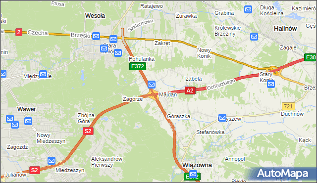 mapa Majdan gmina Wiązowna, Majdan gmina Wiązowna na mapie Targeo