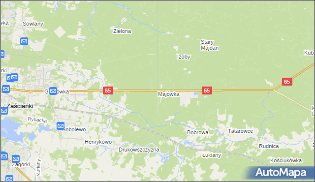mapa Majówka gmina Supraśl, Majówka gmina Supraśl na mapie Targeo