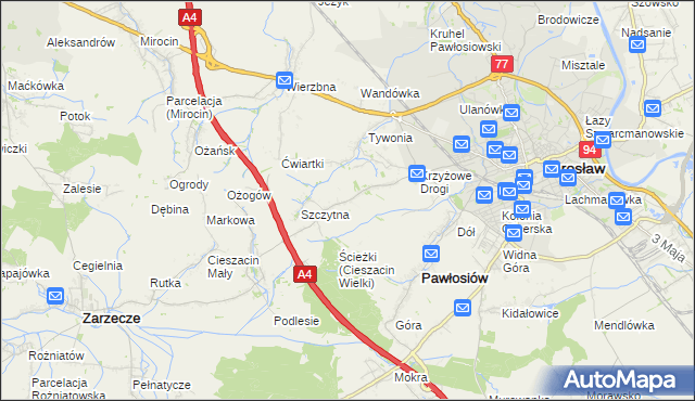 mapa Maleniska gmina Pawłosiów, Maleniska gmina Pawłosiów na mapie Targeo