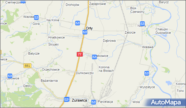 mapa Małkowice gmina Orły, Małkowice gmina Orły na mapie Targeo