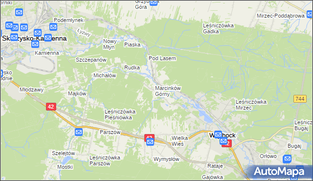 mapa Marcinków gmina Wąchock, Marcinków gmina Wąchock na mapie Targeo