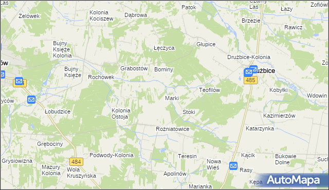 mapa Marki gmina Drużbice, Marki gmina Drużbice na mapie Targeo