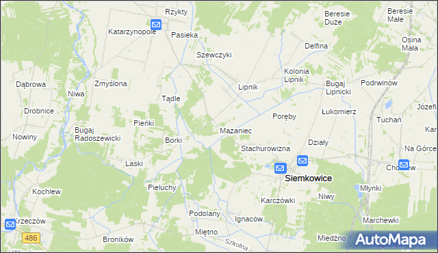 mapa Mazaniec, Mazaniec na mapie Targeo