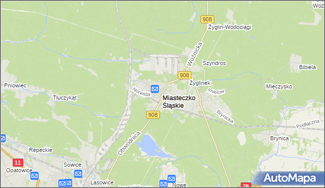 mapa Miasteczko Śląskie, Miasteczko Śląskie na mapie Targeo
