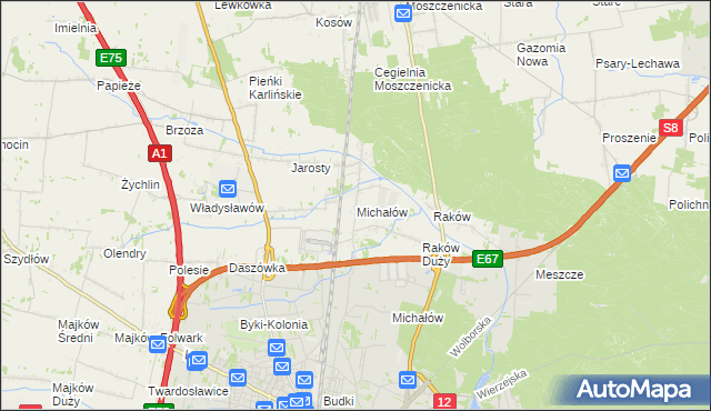 mapa Michałów gmina Moszczenica, Michałów gmina Moszczenica na mapie Targeo