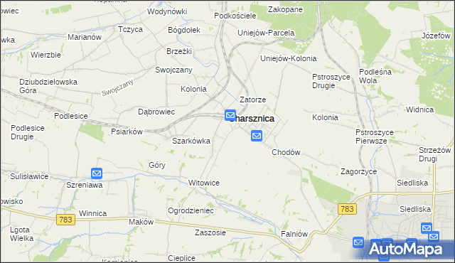 mapa Miechów-Charsznica, Miechów-Charsznica na mapie Targeo