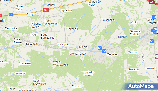 mapa Mienia, Mienia na mapie Targeo