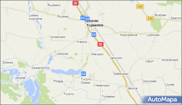 mapa Mierzwin gmina Złotniki Kujawskie, Mierzwin gmina Złotniki Kujawskie na mapie Targeo