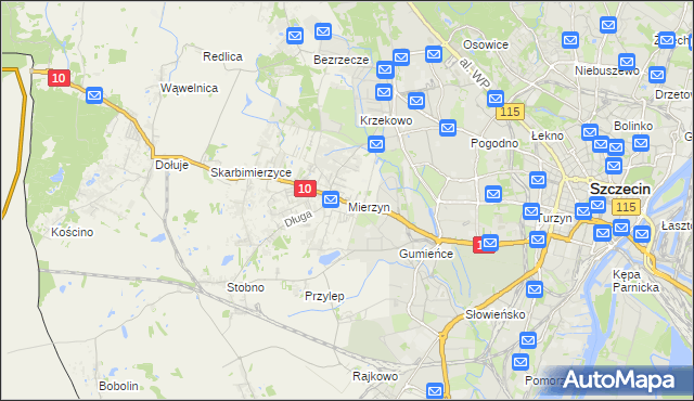 mapa Mierzyn gmina Dobra (Szczecińska), Mierzyn gmina Dobra (Szczecińska) na mapie Targeo