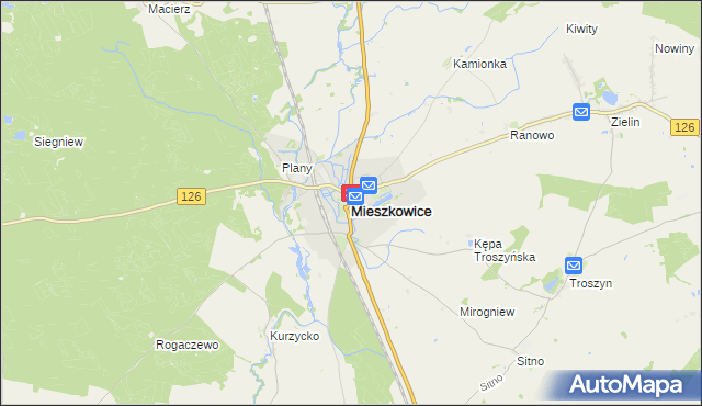 mapa Mieszkowice powiat gryfiński, Mieszkowice powiat gryfiński na mapie Targeo